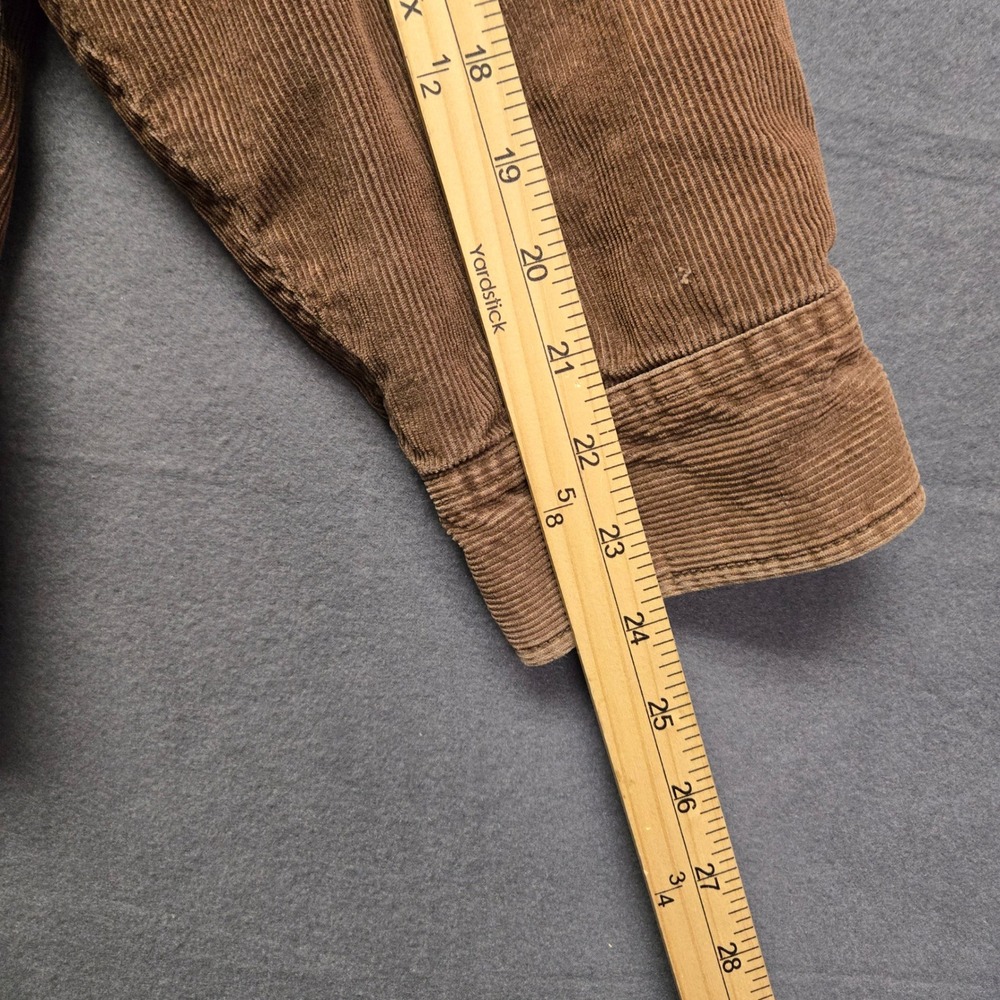 Vintage Distressed Corduroy Shirt Flannel Lined Gorpcore Earth Brown Rustic - Picture 9 of 10